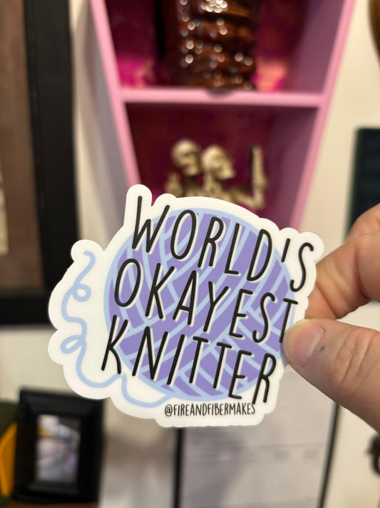 World’s Okayest Knitter Sticker